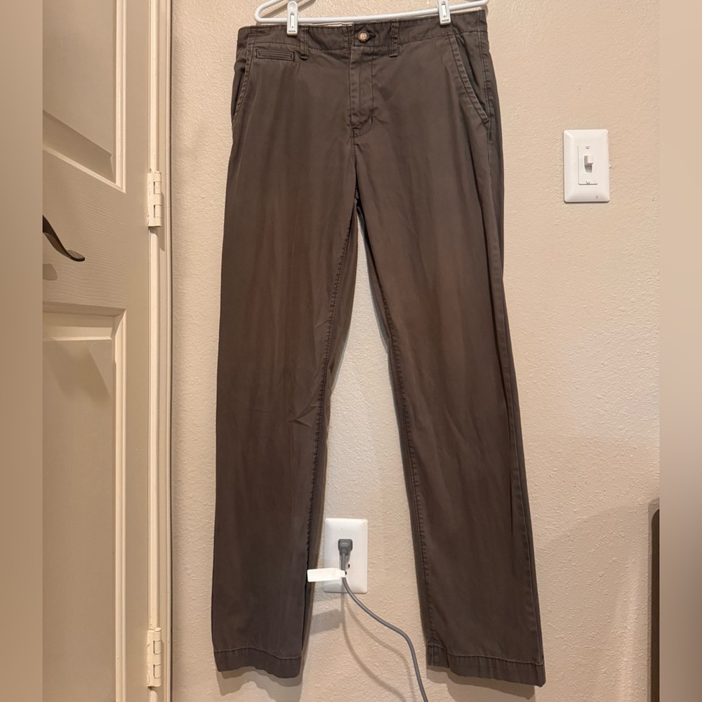 Vintage American Eagle Outfitters Men's Charcoal/Dark Brown Chinos